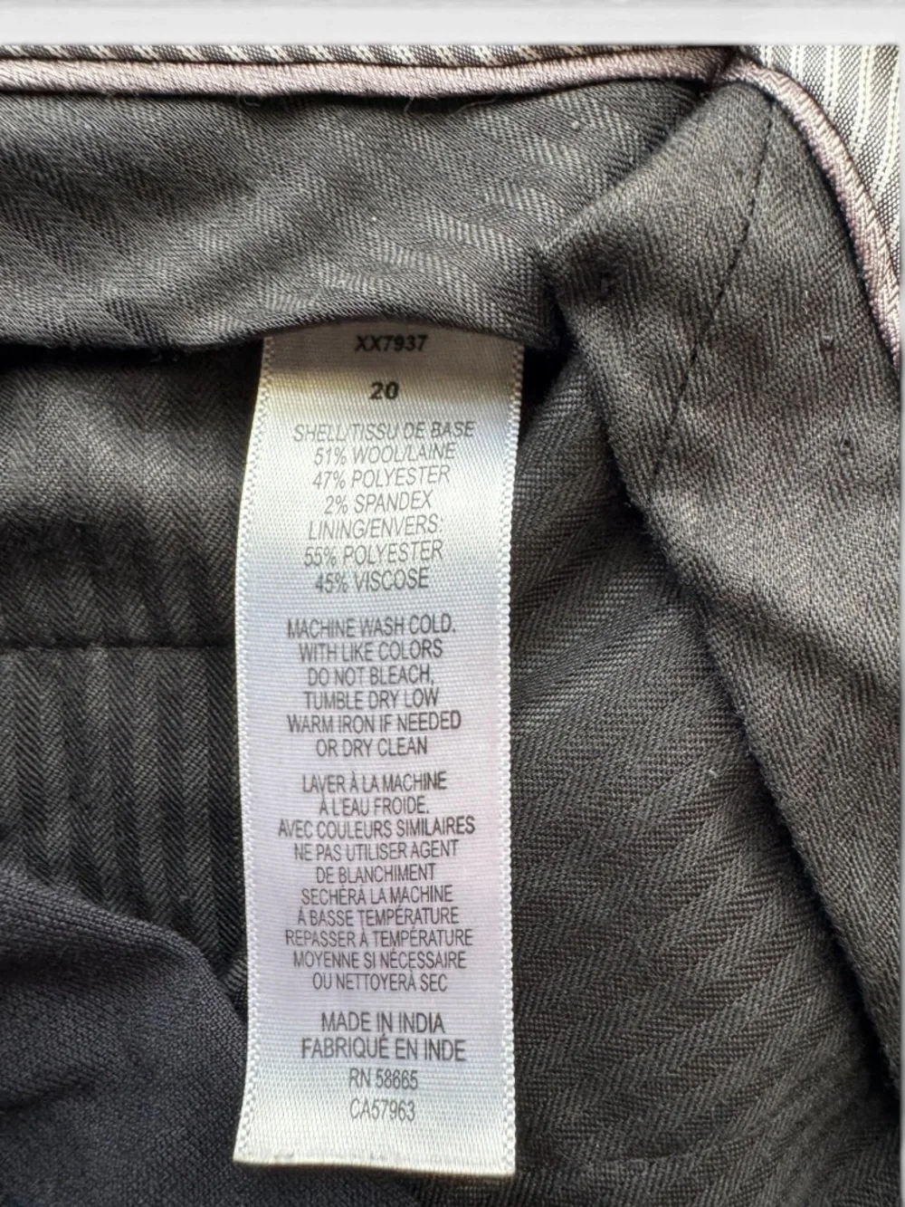 NORDSTROM Black Wool Blend Dress Pants Men’s Size 20 Flat Front Stretch